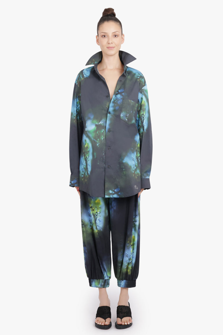 Y-3 RTW Blurred Photo Print L/S Shirt | Black/Blue/Green