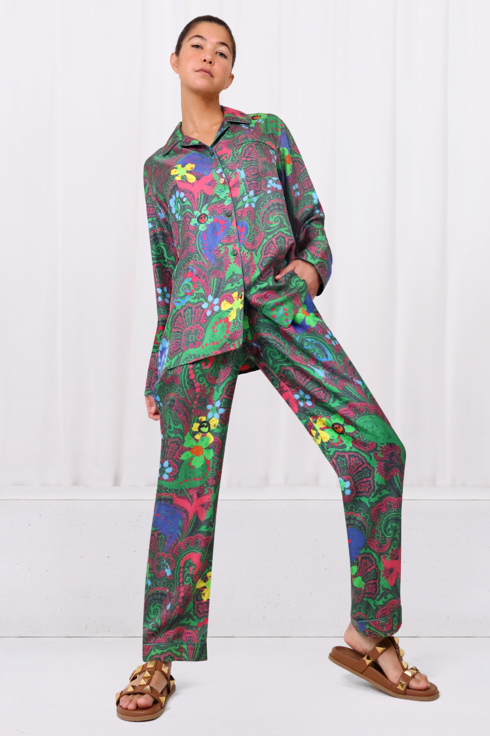 AZ FACTORY RTW Silk Twill Pyjama Shirt | Motly Paisley