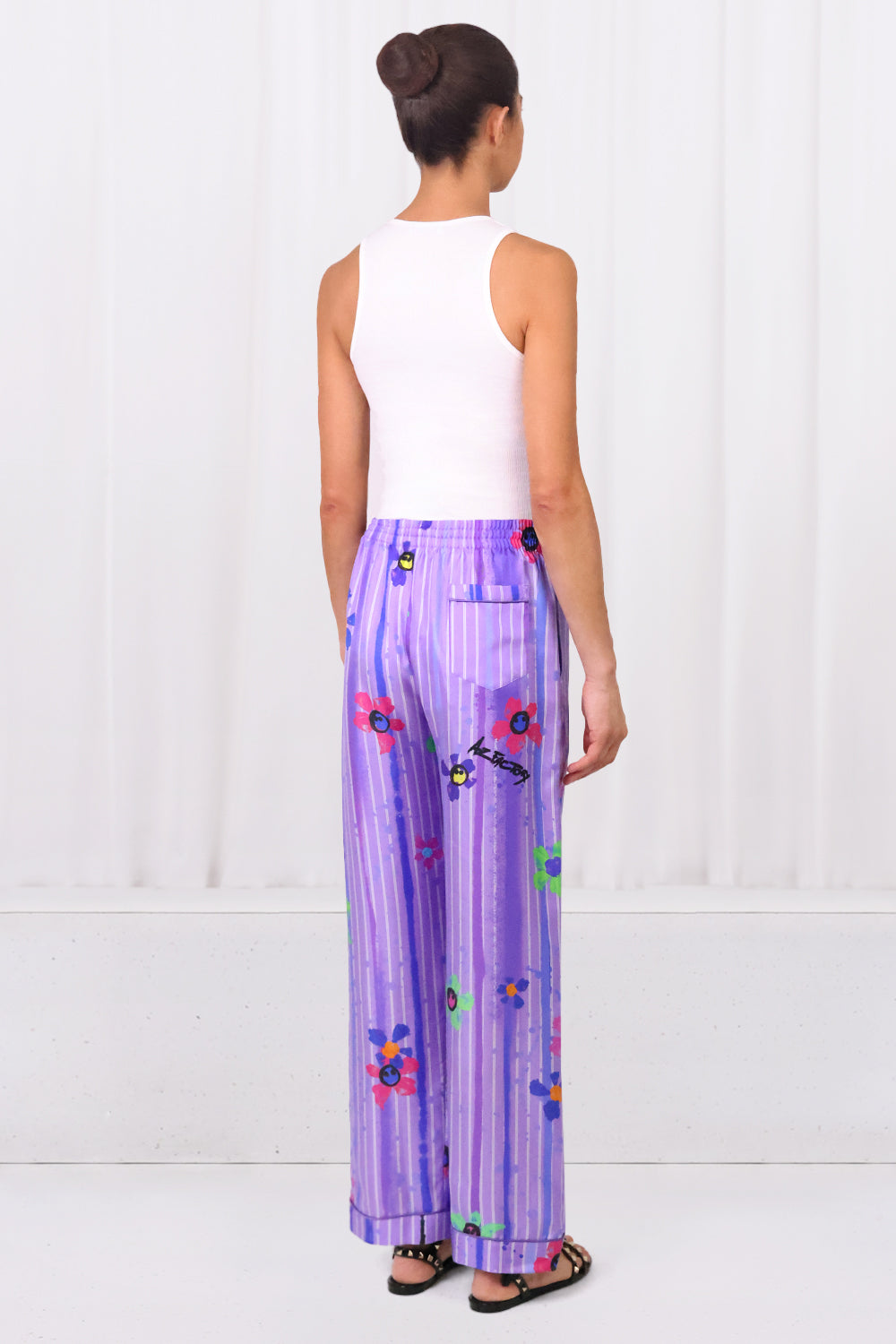 AZ FACTORY RTW Silk Twill Pyjama Style Pants | Splash Purple