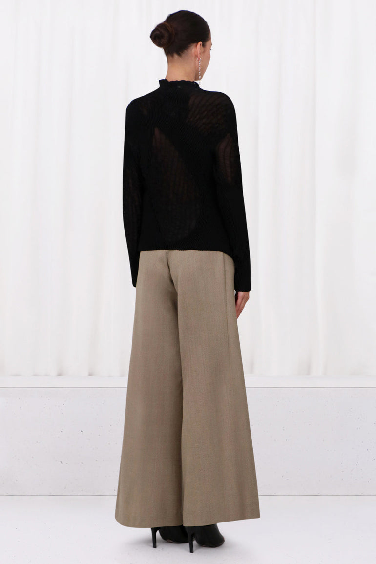 AZ FACTORY RTW X ESTER MANAS RUCHED KNIT PANEL TOP | BLACK