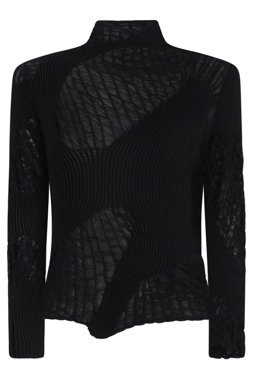 AZ FACTORY RTW X ESTER MANAS RUCHED KNIT PANEL TOP | BLACK
