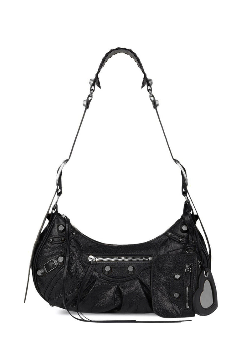 BALENCIAGA LE CAGOLE SHOULDER BAG SMALL BLACK SILVER PARLOUR X