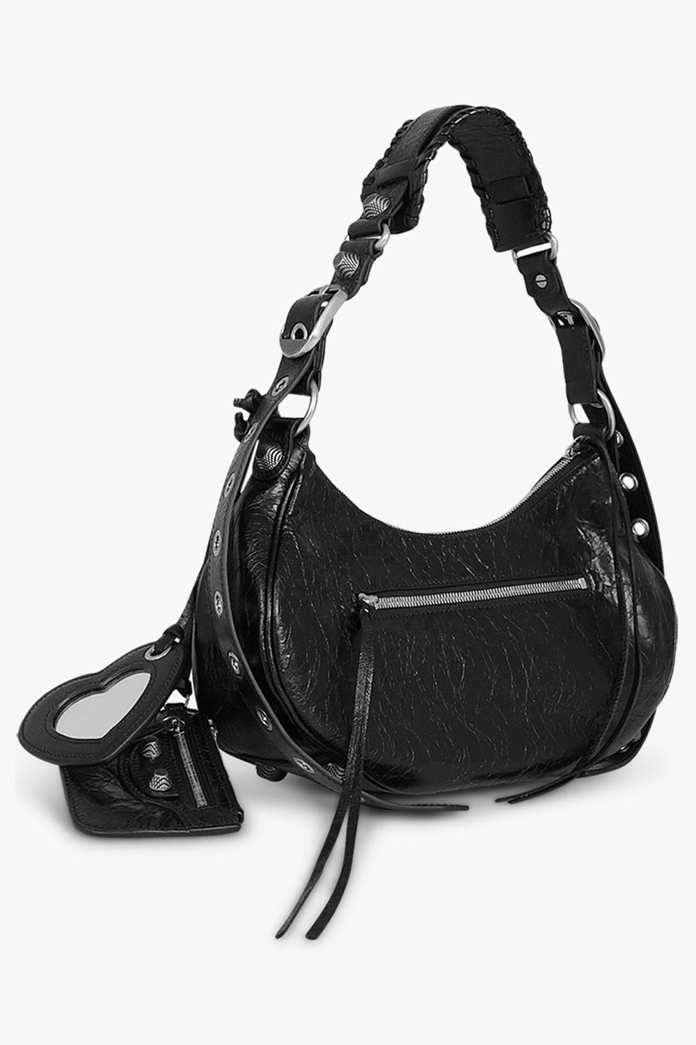 BALENCIAGA BAGS BLACK LE CAGOLE SHOULDER BAG SMALL | BLACK/SILVER