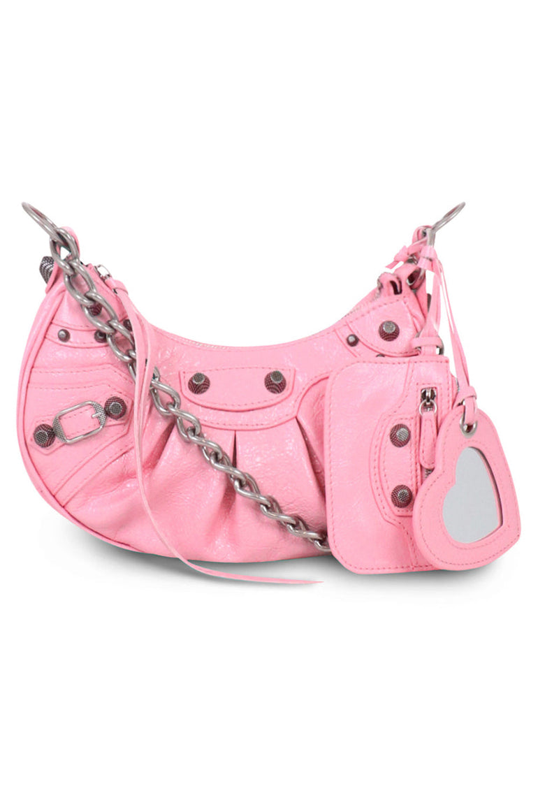 BALENCIAGA BAGS Pink LE CAGOLE XS CHAIN SHOULDER BAG | SWEET PINK/SILVER