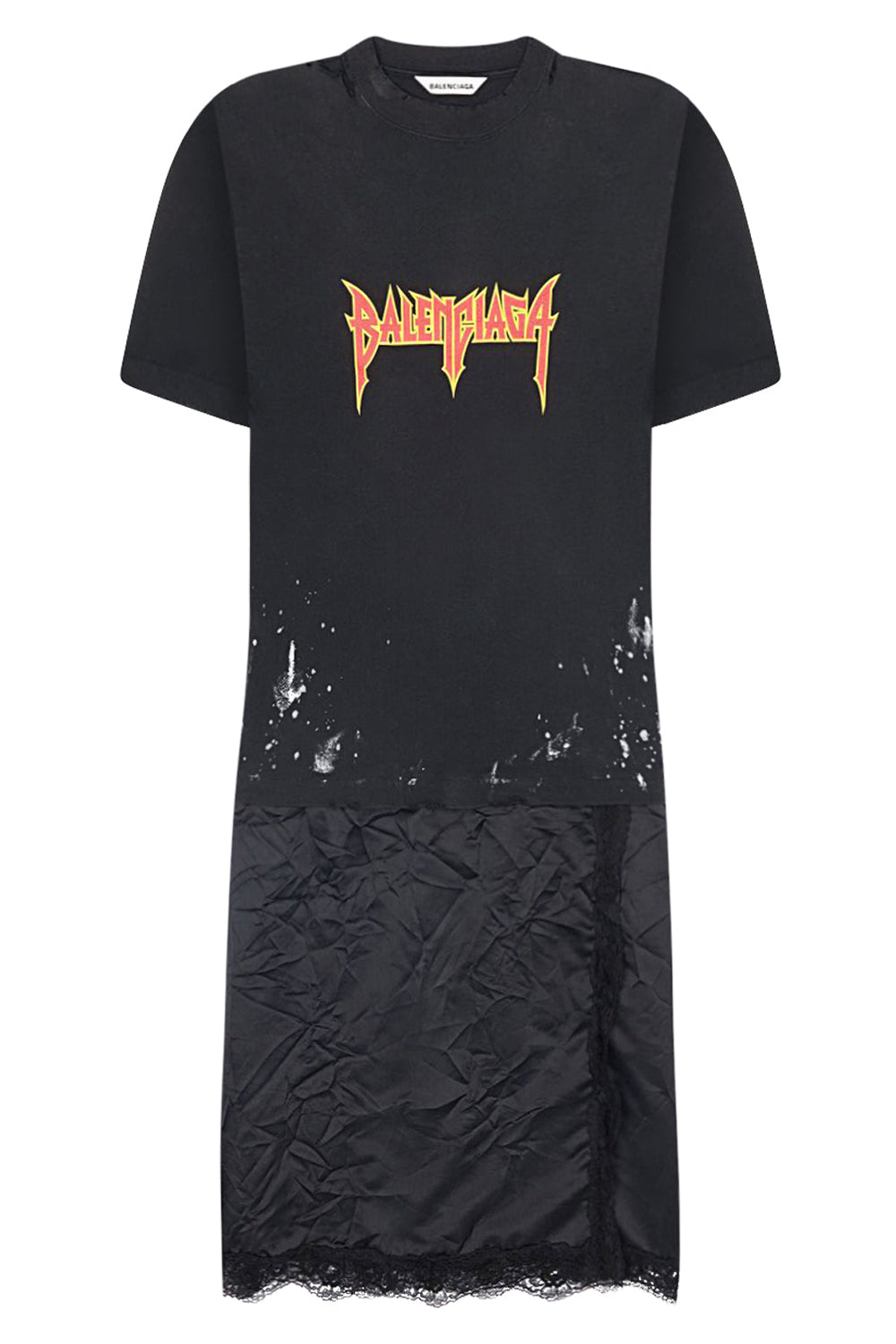 BALENCIAGA DRESSES METAL PRINT T-SHIRT DRESS | WASHED BLACK
