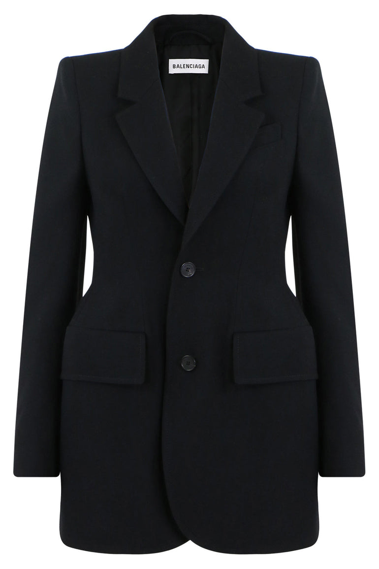 BALENCIAGA RTW HOURGLASS SINGLE BREASTED BLAZER | BLACK