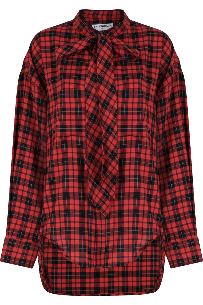 BALENCIAGA TARTAN SWING SHIRT RED – Parlour X