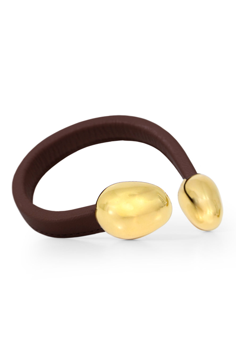 BOTTEGA VENETA ACCESSORIES GOLD LEATHER CUFF BARK/GOLD