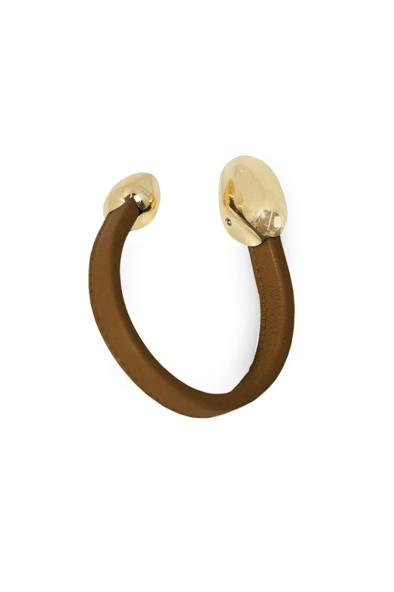 BOTTEGA VENETA ACCESSORIES GOLD LEATHER CUFF CAMEL/GOLD