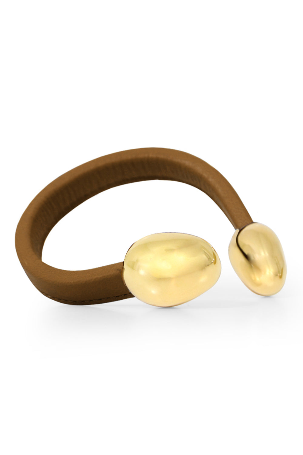 BOTTEGA VENETA ACCESSORIES GOLD LEATHER CUFF CAMEL/GOLD