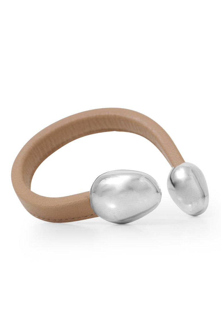 BOTTEGA VENETA ACCESSORIES SILVER LEATHER CUFF CIPRIA/SILVER