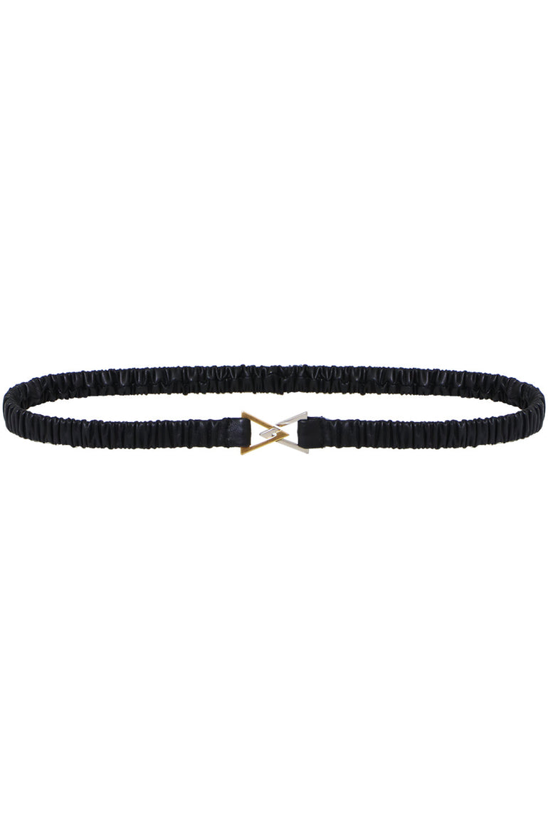 BOTTEGA VENETA ACCESSORIES RUCHED LEATHER BELT 19MM BLACK