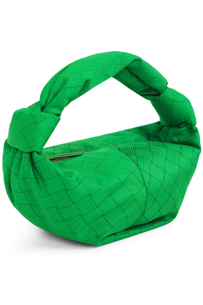 BOTTEGA VENETA BAGS GREEN JACQUARD DOUBLE KNOT BAG PARAKEET GREEN