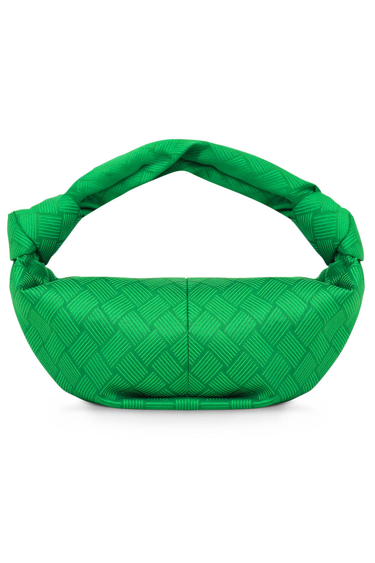 BOTTEGA VENETA BAGS GREEN JACQUARD DOUBLE KNOT BAG PARAKEET GREEN