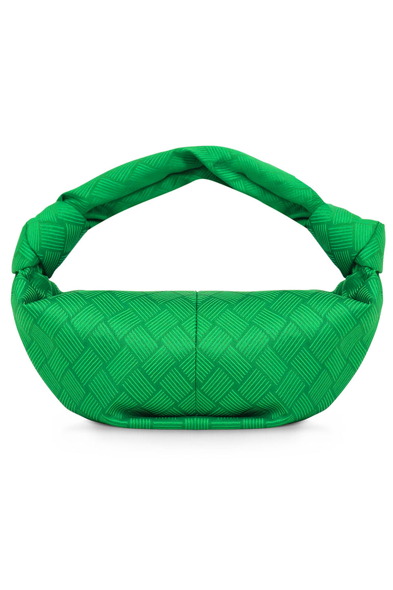 BOTTEGA VENETA BAGS GREEN JACQUARD DOUBLE KNOT BAG PARAKEET GREEN