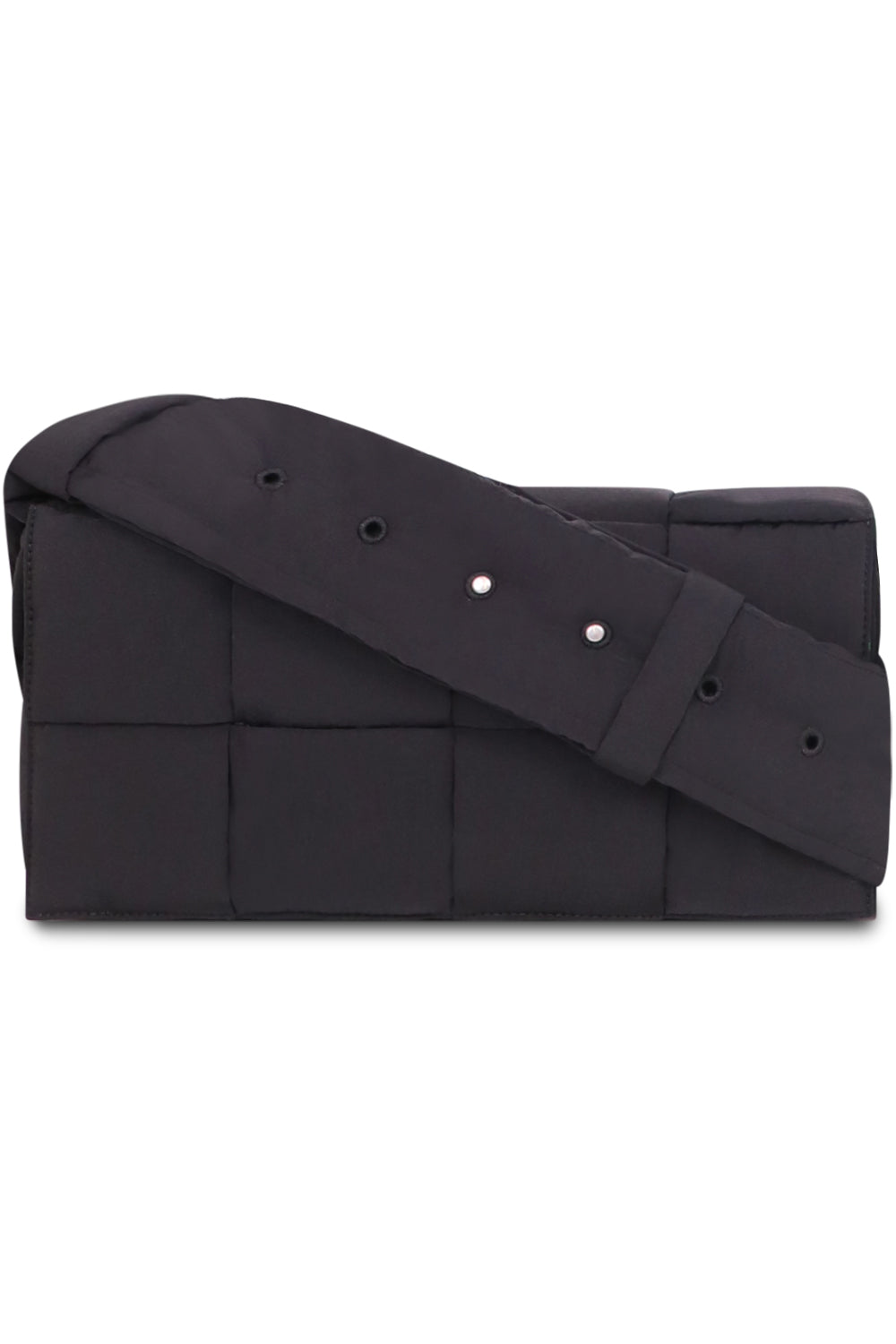 BOTTEGA VENETA BAGS BLACK MEDIUM CASSETTE PADDED MESSENGER | BLACK/SILVER