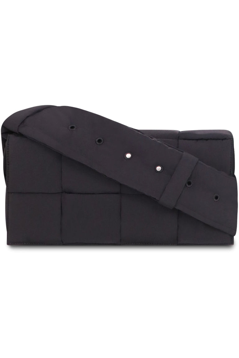 BOTTEGA VENETA BAGS BLACK MEDIUM CASSETTE PADDED MESSENGER | BLACK/SILVER