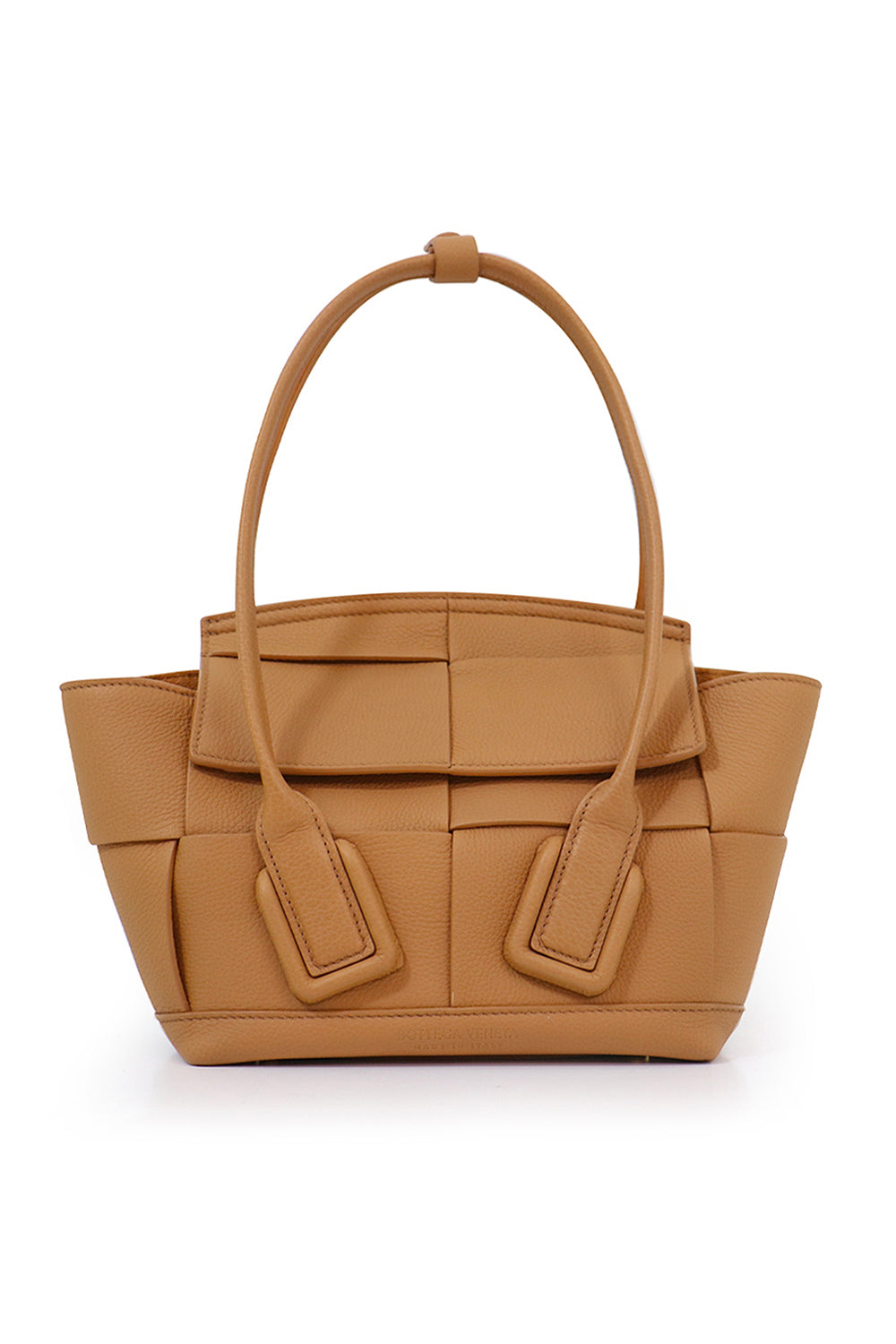 BOTTEGA VENETA BAGS GOLD MINI ARCO 29 BAG GRAINED LEATHER CARAMEL