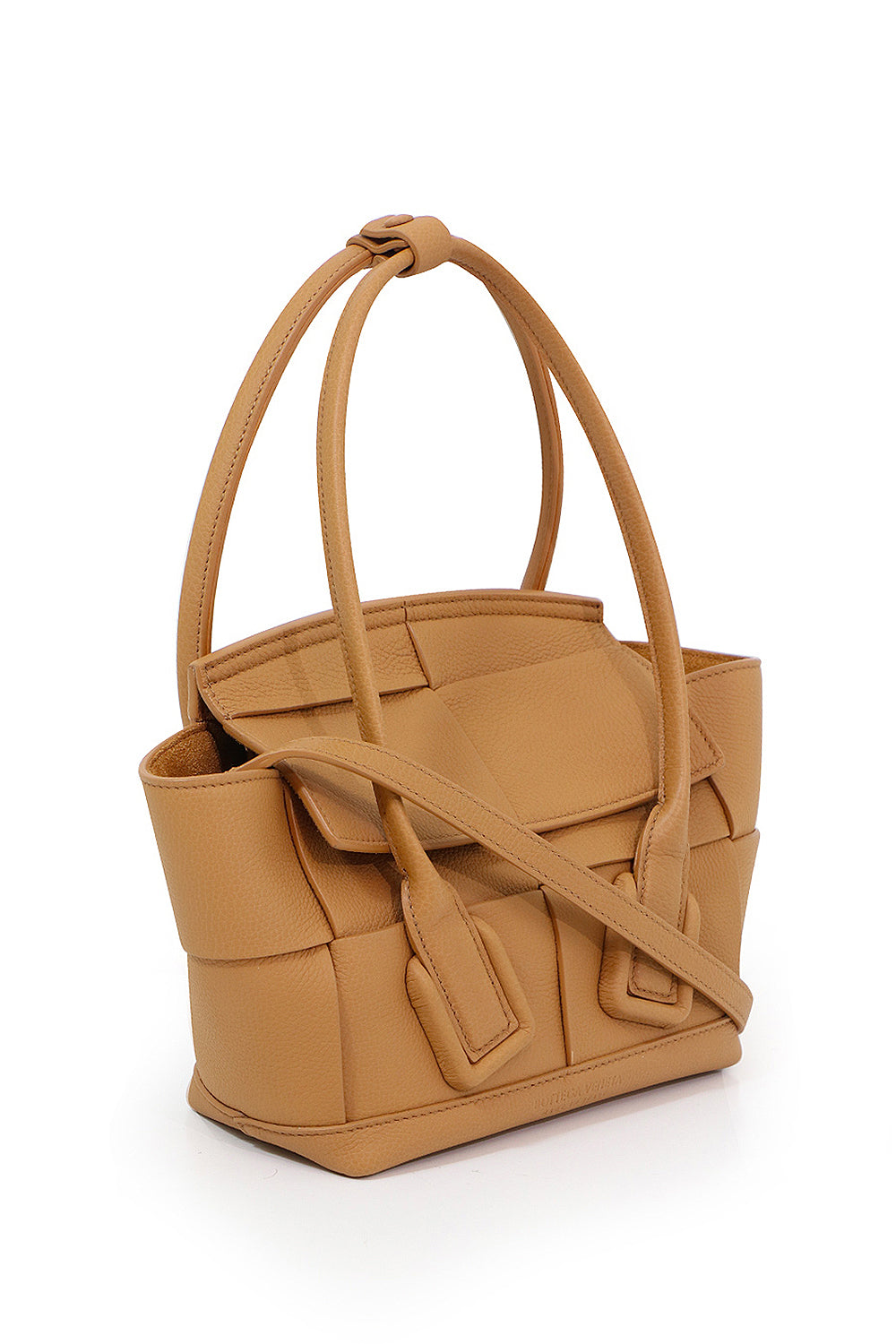 BOTTEGA VENETA BAGS GOLD MINI ARCO 29 BAG GRAINED LEATHER CARAMEL