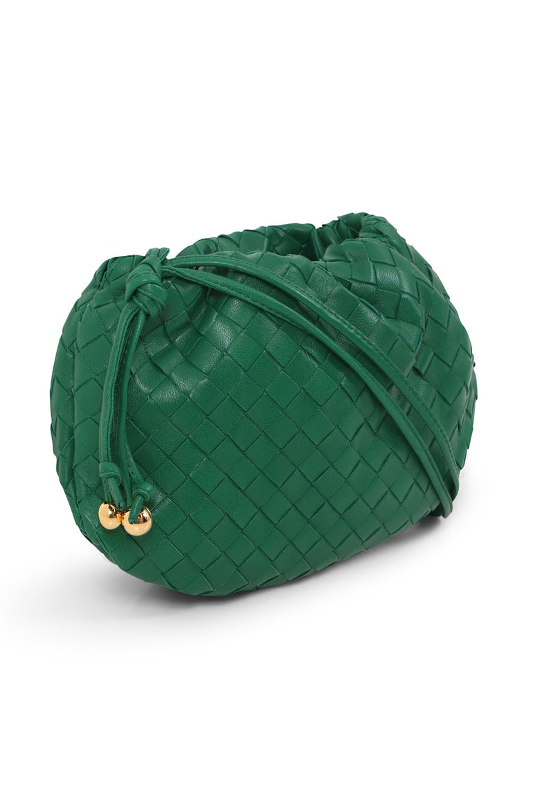 BOTTEGA VENETA BAGS GREEN MINI BULB BAG WOVEN LEATHER RACING GREEN