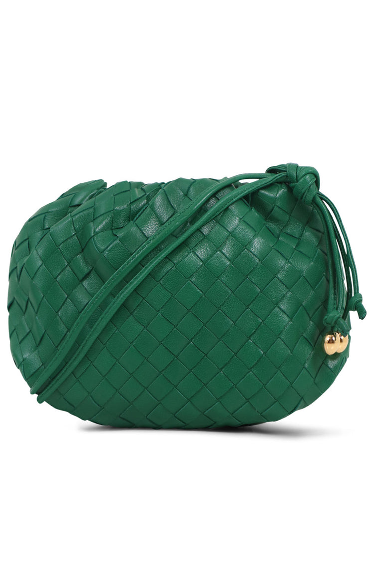 BOTTEGA VENETA BAGS GREEN MINI BULB BAG WOVEN LEATHER RACING GREEN
