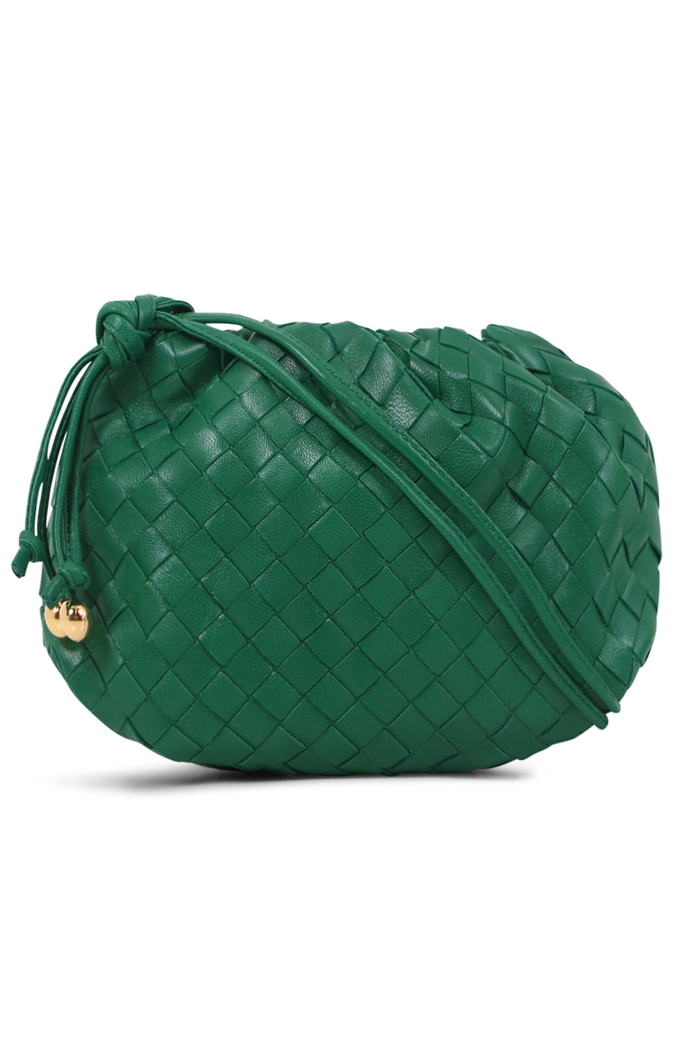 BOTTEGA VENETA BAGS GREEN MINI BULB BAG WOVEN LEATHER RACING GREEN