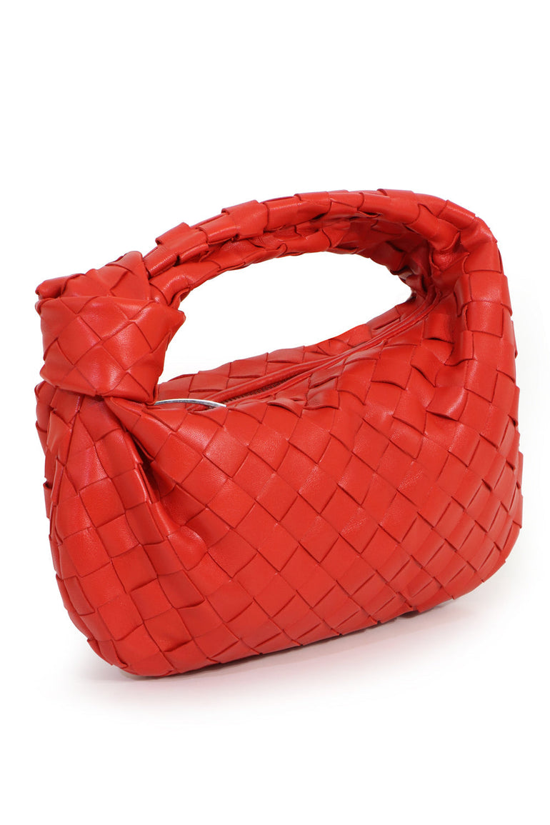 BOTTEGA VENETA BAGS RED MINI JODIE BAG WOVEN LEATHER NAIL POLISH