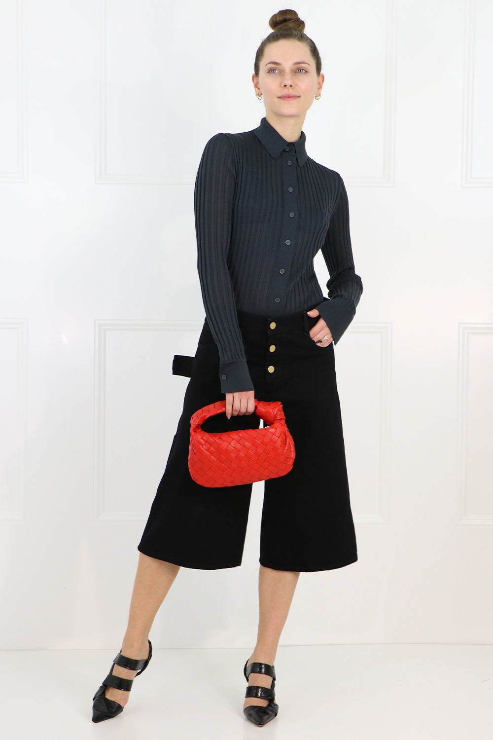 BOTTEGA VENETA BAGS RED MINI JODIE BAG WOVEN LEATHER NAIL POLISH
