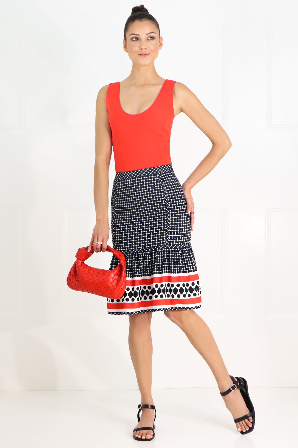BOTTEGA VENETA BAGS RED MINI JODIE BAG WOVEN LEATHER NAIL POLISH