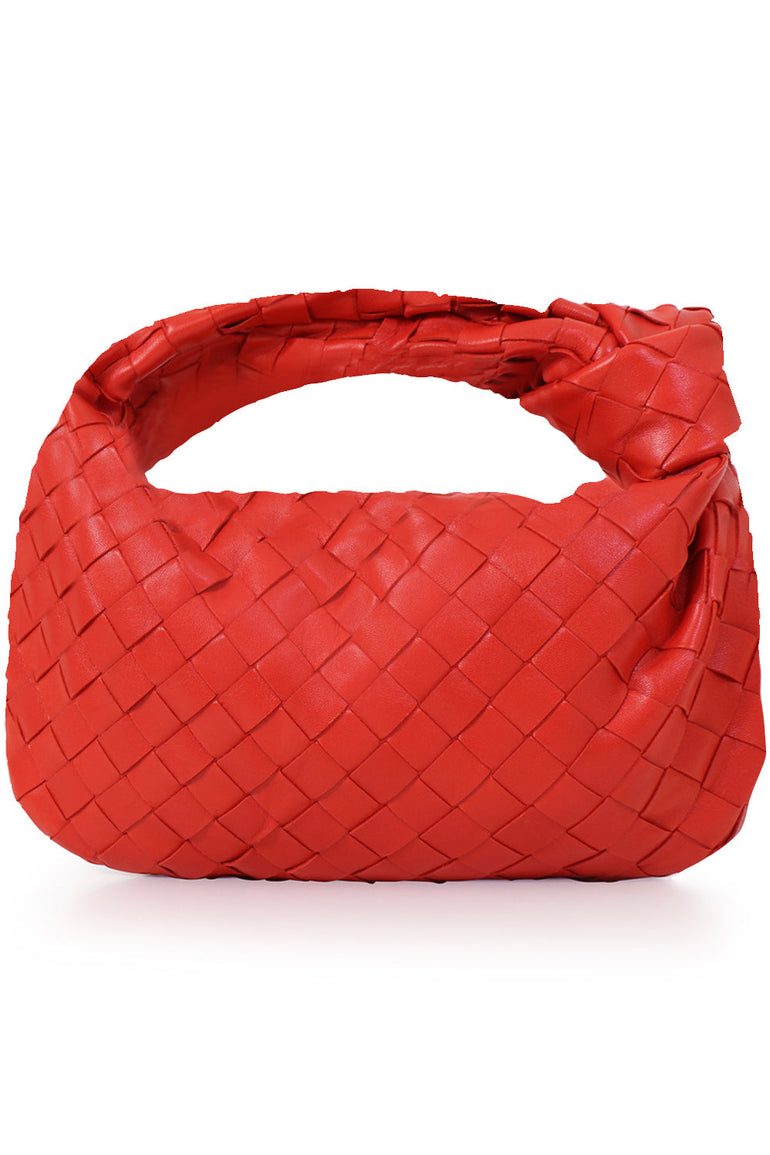 BOTTEGA VENETA BAGS RED MINI JODIE BAG WOVEN LEATHER NAIL POLISH