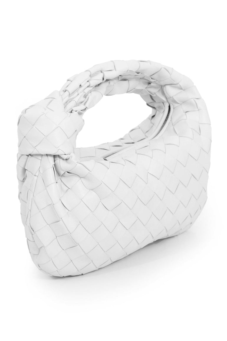 BOTTEGA VENETA BAGS WHITE MINI JODIE BAG WOVEN LEATHER WHITE
