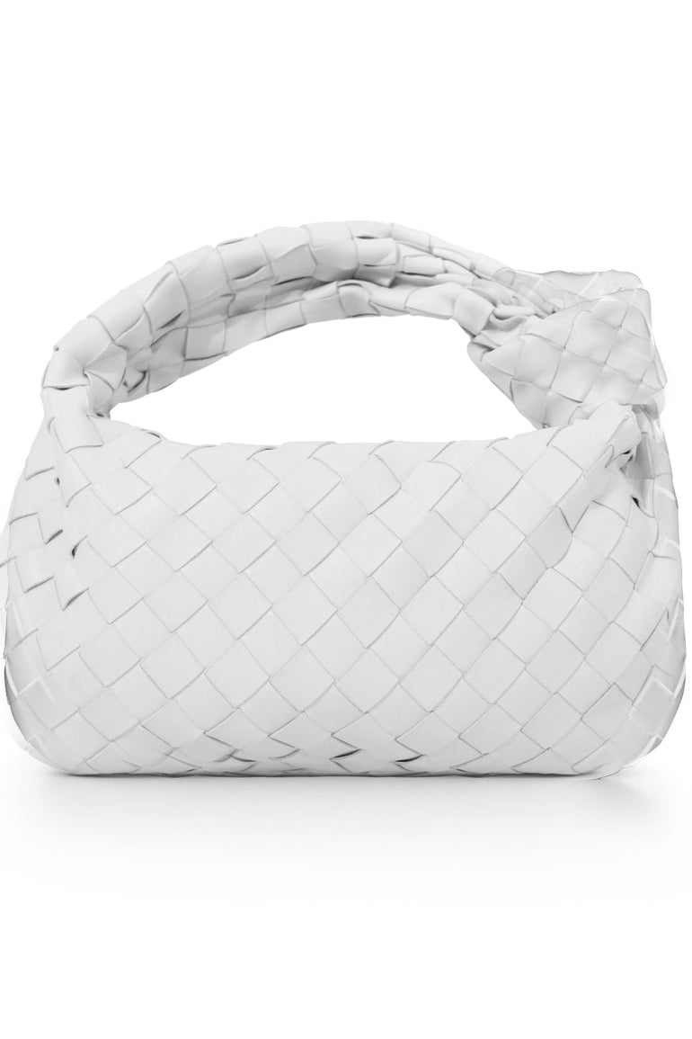 BOTTEGA VENETA BAGS WHITE MINI JODIE BAG WOVEN LEATHER WHITE