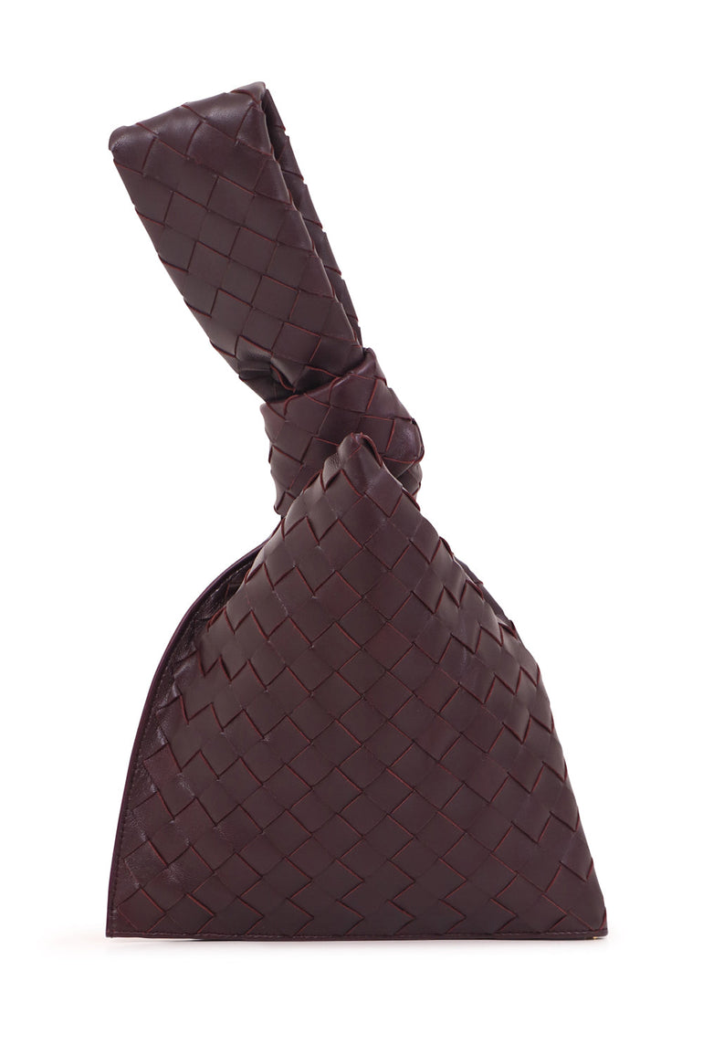 BOTTEGA VENETA BAGS GOLD MINI TWIST BAG WOVEN LEATHER GRAPE