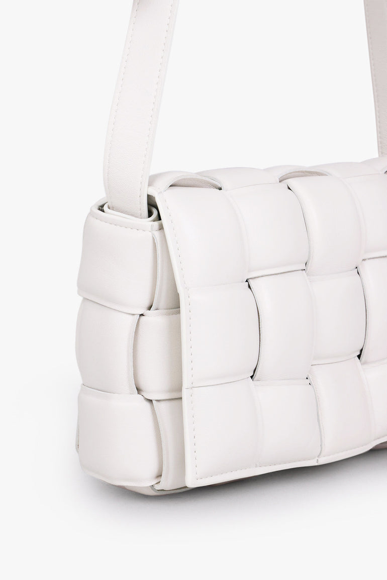 BOTTEGA VENETA BAGS WHITE PADDED CASSETTE BAG | CHALK/GOLD