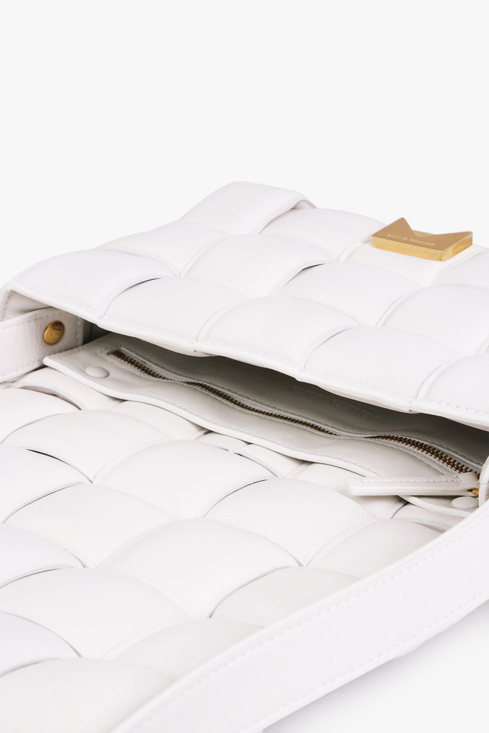 BOTTEGA VENETA BAGS WHITE PADDED CASSETTE BAG | CHALK/GOLD