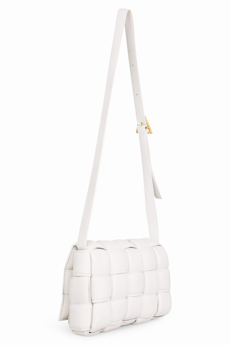 BOTTEGA VENETA BAGS WHITE PADDED CASSETTE BAG | CHALK/GOLD