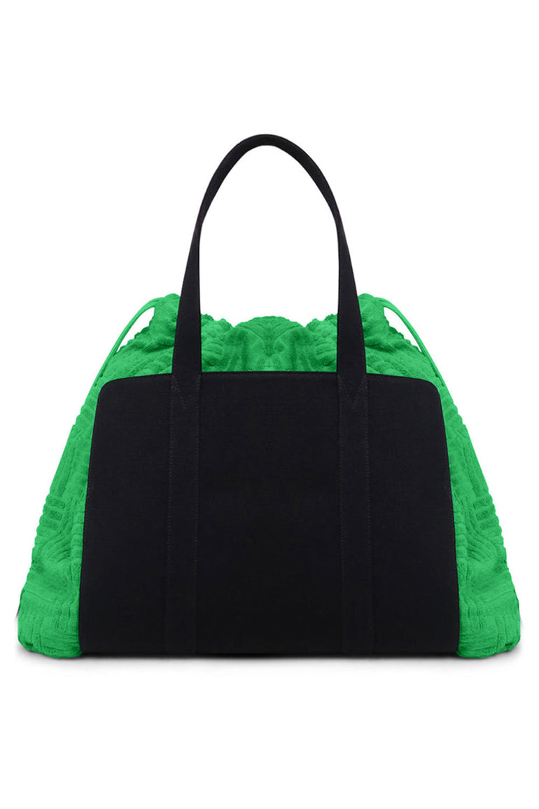 BOTTEGA VENETA BAGS BLACK SBAGLIATO DRAWSTRING TOTE CANVAS | BLACK/GRASS/SILVER