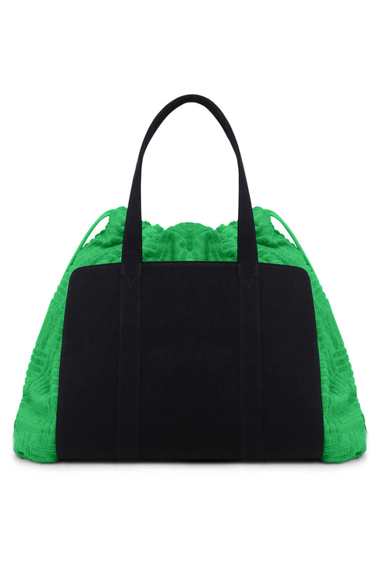 BOTTEGA VENETA BAGS BLACK SBAGLIATO DRAWSTRING TOTE CANVAS | BLACK/GRASS/SILVER