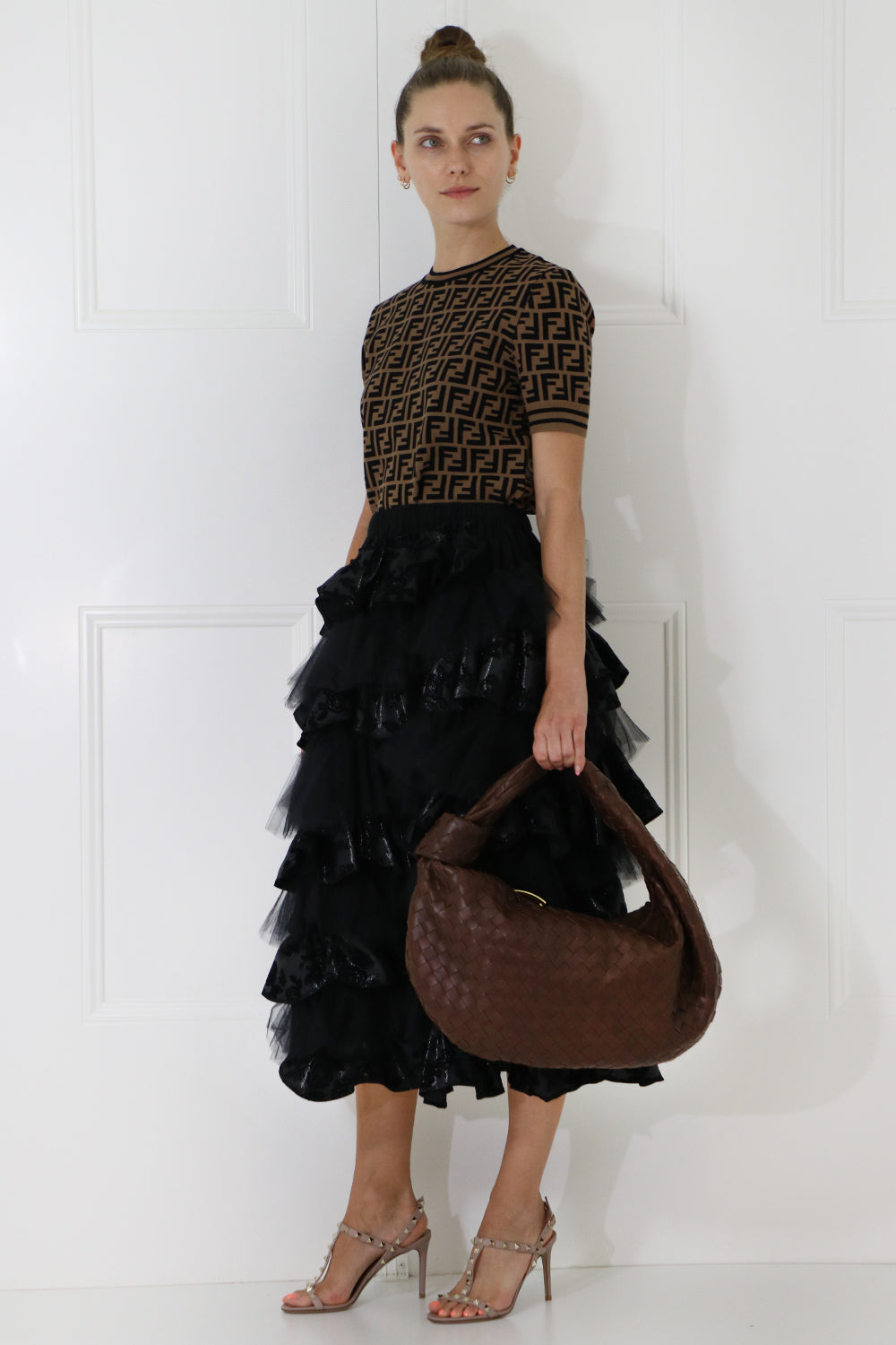 BOTTEGA VENETA BAGS GOLD SMALL JODIE BAG WOVEN LEATHER BARK
