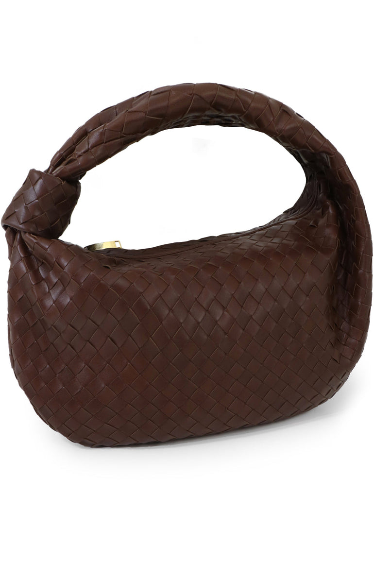BOTTEGA VENETA BAGS GOLD SMALL JODIE BAG WOVEN LEATHER BARK