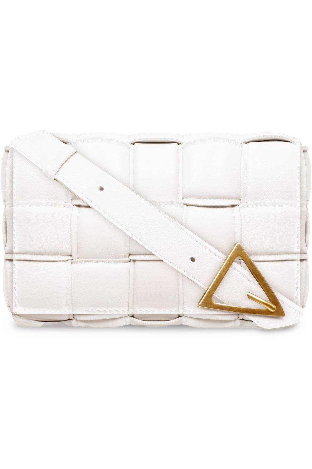 BOTTEGA VENETA BAGS WHITE SMALL PADDED CASSETTE BAG | WHITE/GOLD