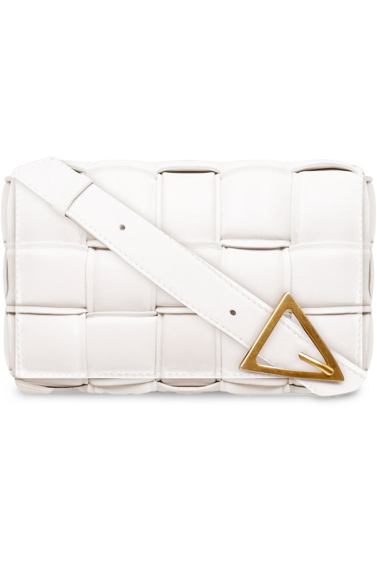BOTTEGA VENETA BAGS WHITE SMALL PADDED CASSETTE BAG | WHITE/GOLD