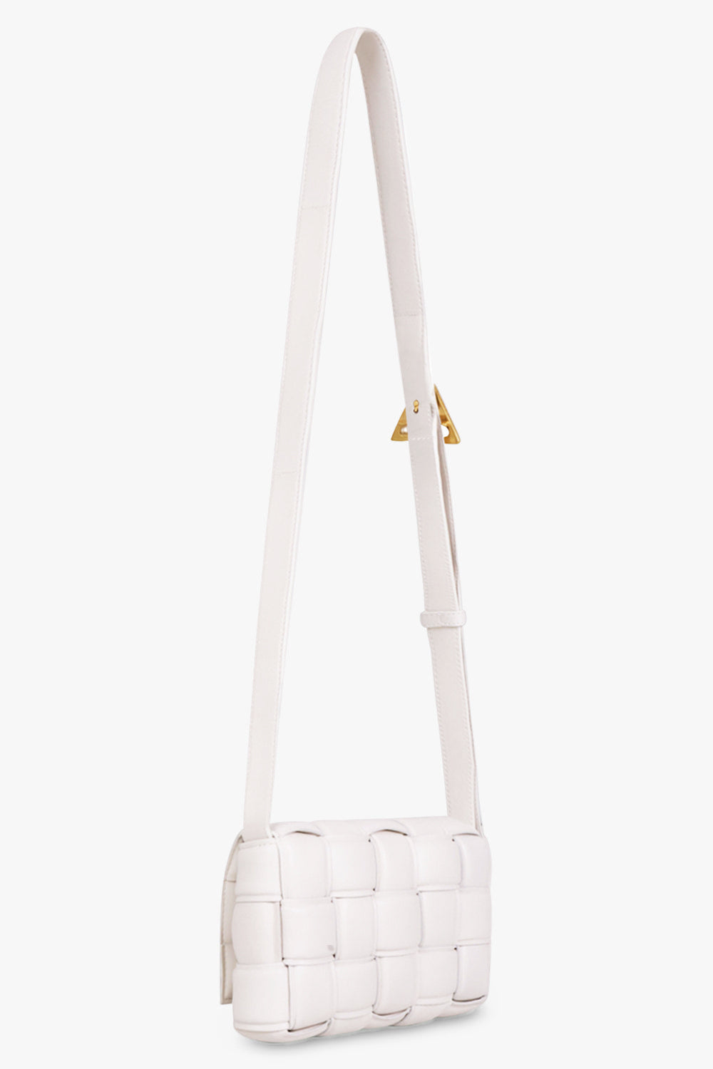 BOTTEGA VENETA BAGS WHITE SMALL PADDED CASSETTE BAG | WHITE/GOLD