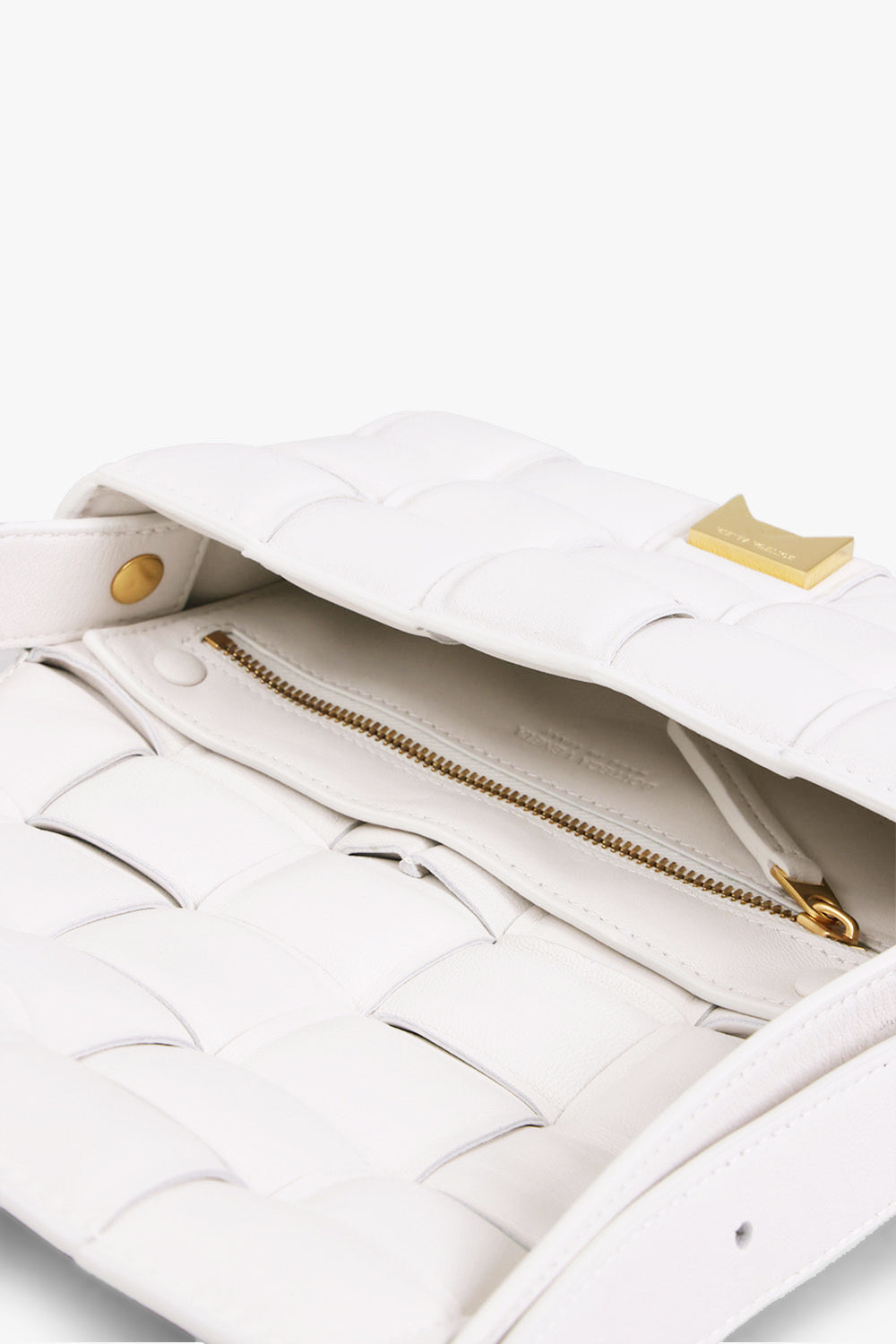 BOTTEGA VENETA BAGS WHITE SMALL PADDED CASSETTE BAG | WHITE/GOLD