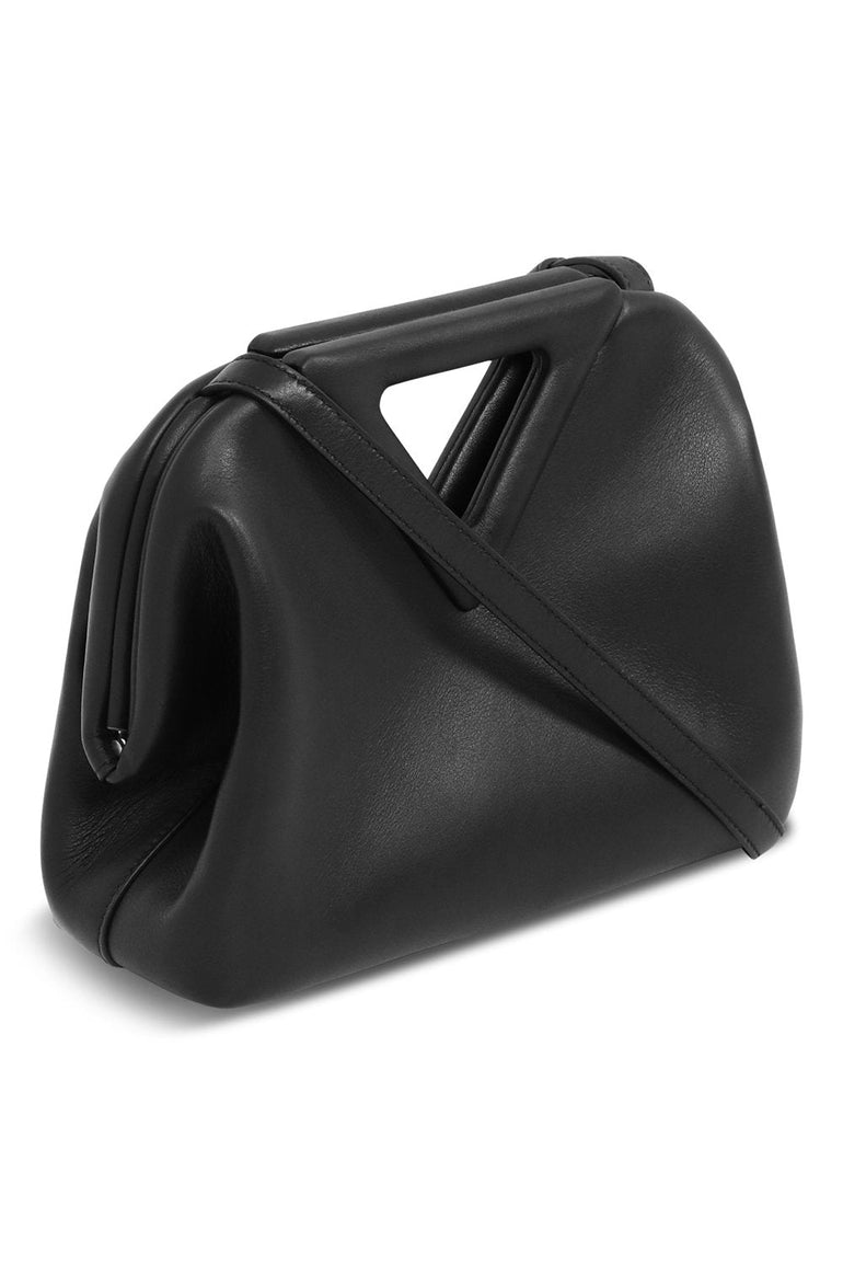 BOTTEGA VENETA BAGS BLACK SMALL POINT TOP HANDLE BAG BLACK