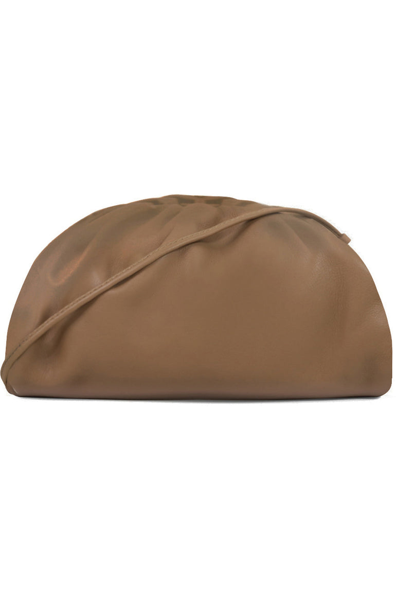 BOTTEGA VENETA BAGS GOLD THE POUCH 20 SMOOTH LEATHER CAMEL