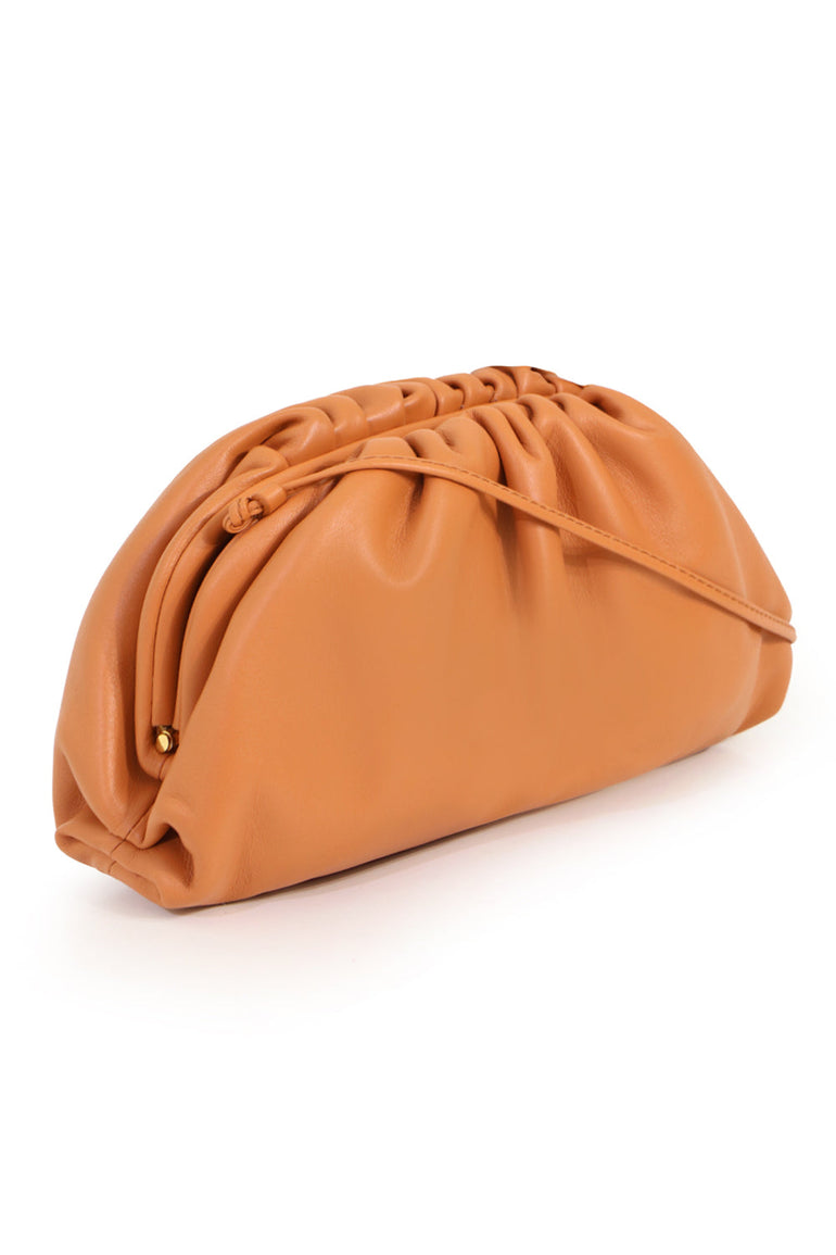 BOTTEGA VENETA BAGS GOLD THE POUCH 20 SMOOTH LEATHER CLAY