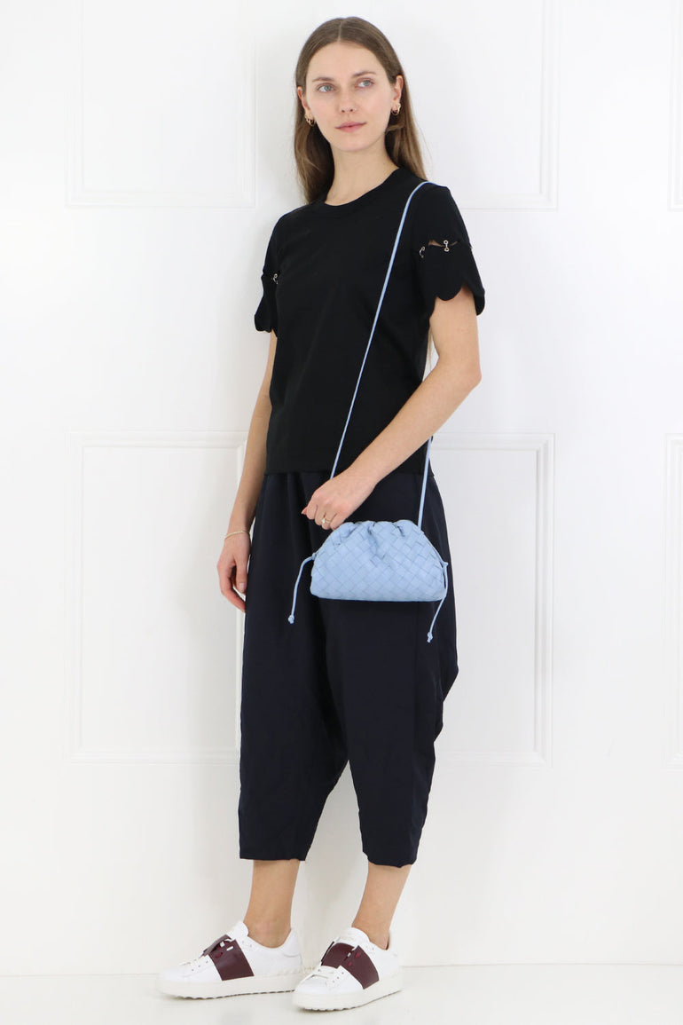 BOTTEGA VENETA BAGS BLUE THE POUCH 20 WOVEN LEATHER ICE BLUE