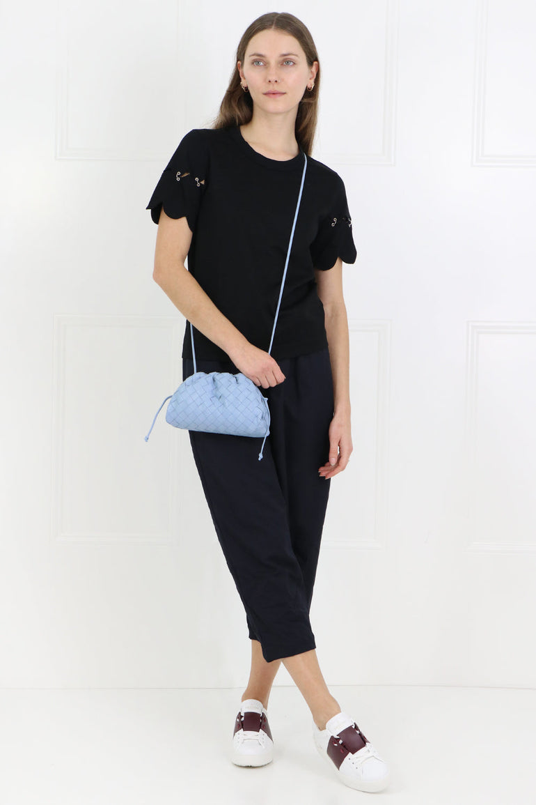 BOTTEGA VENETA BAGS BLUE THE POUCH 20 WOVEN LEATHER ICE BLUE