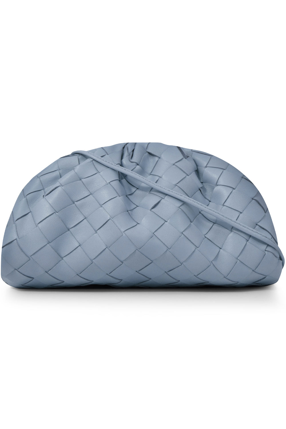 BOTTEGA VENETA BAGS BLUE THE POUCH 20 WOVEN LEATHER ICE BLUE
